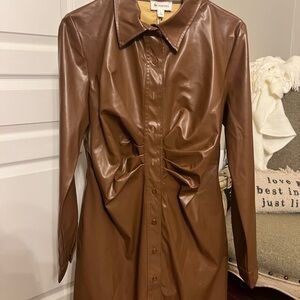 Elegant Brown Long Sleeve Dress